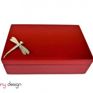  Red rectangle box with dragonfly11*17*H5cm